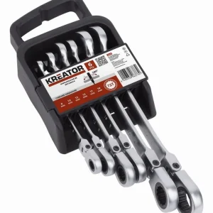 Sada ráčnových kloubových klíčů otevřený/očko-ráčnový 6ks KREATOR 8-19mm KRT500014 | Sleva navíc