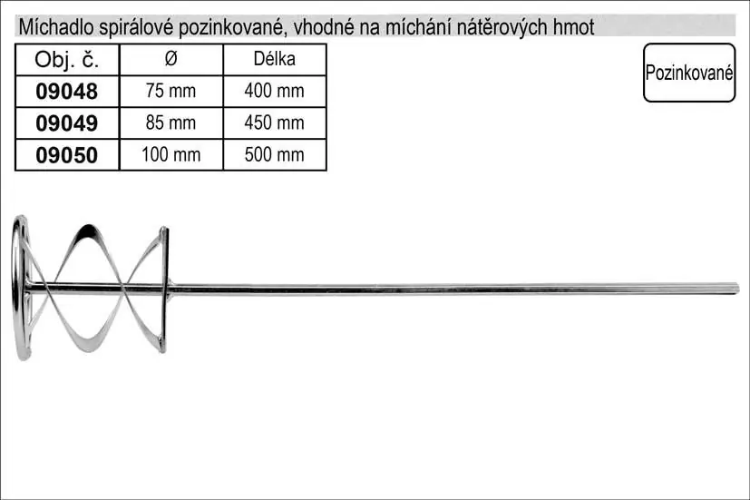 Míchadlo Turbo 100 x 500 mm pozinkované - Zbývá pár kusů
