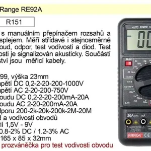 Nízká cena - Multimetr Range RE92A