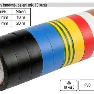 Izolační pásky elektrikářské PVC 20mm délka 20m barevné balení 10 ku - Objednat nyní