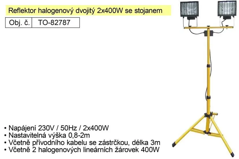 Končí brzy - Reflektor halogenový se stojanem Tripod dvojitý 2x400W