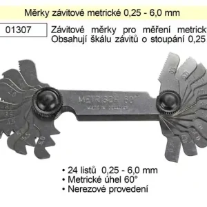 Závitové měrky 0,25 - 6,0 mm - Výborné hodnocení