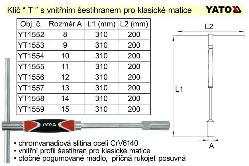 Jen pár kusů - Klíč nástrčný 13 mm s rukojetí typ "T"
