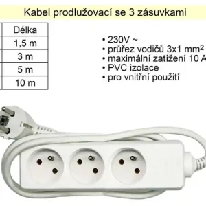 Nově v sortimentu | Prodlužovací kabel 3 zásuvky délka 3 m
