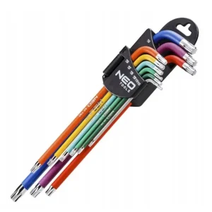 Poslední příležitost - NEO TOOLS sada L klíčů torx 9ks, T10 až T50, barevné rozlišení