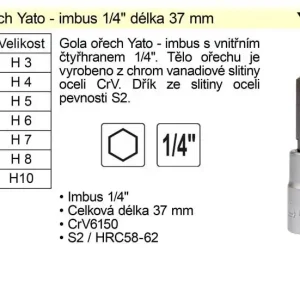 Gola ořech imbus 1/4" H10 | Nejlepší cena