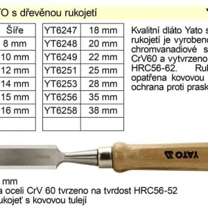 Dláto YATO s dřevěnou rukojetí šíře 38mm | Připraveno k odeslání