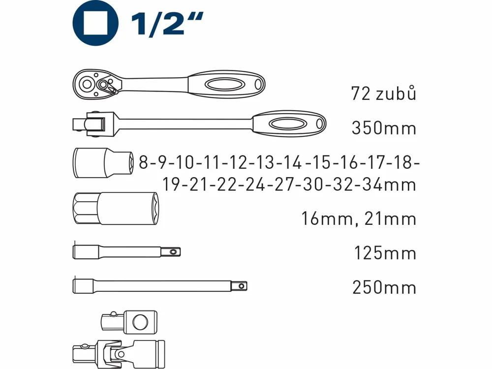 Nejlepší cena | hlavice nástrčné, sada 27ks, 1/2", 61CrV5, FORTUM