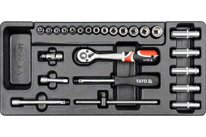 Tovární cena | Vložka do zásuvky, YT-5541, nástrčné klíče 1/4" a ráčna, 3,5 - 14 mm, sada 25 kusů, Yato