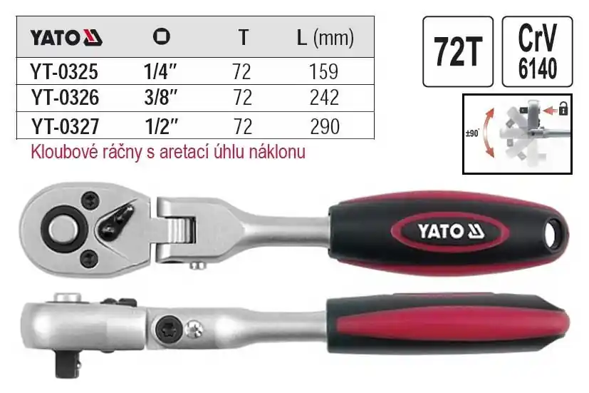 Jen dnes | YATO Gola ráčna kloubová s páčkou 1/2" YT-0327